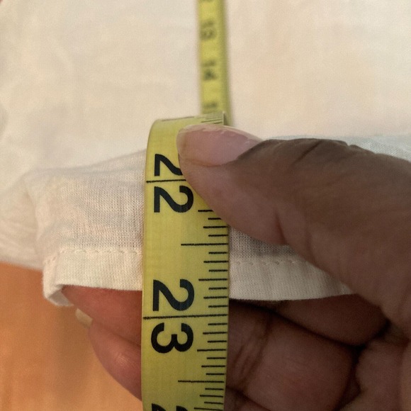 Zara Basic Shirt Womens Sz S Ivory Blush Cotton Eyelet Ruffle Peasant Blouse Top - Picture 6 of 7